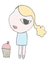 image of dolores cupcake with her cupcake